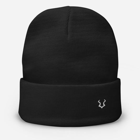 Embroidered Beanie - Black